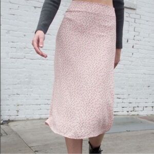 Brandy Melville Pink Floral Midi Skirt